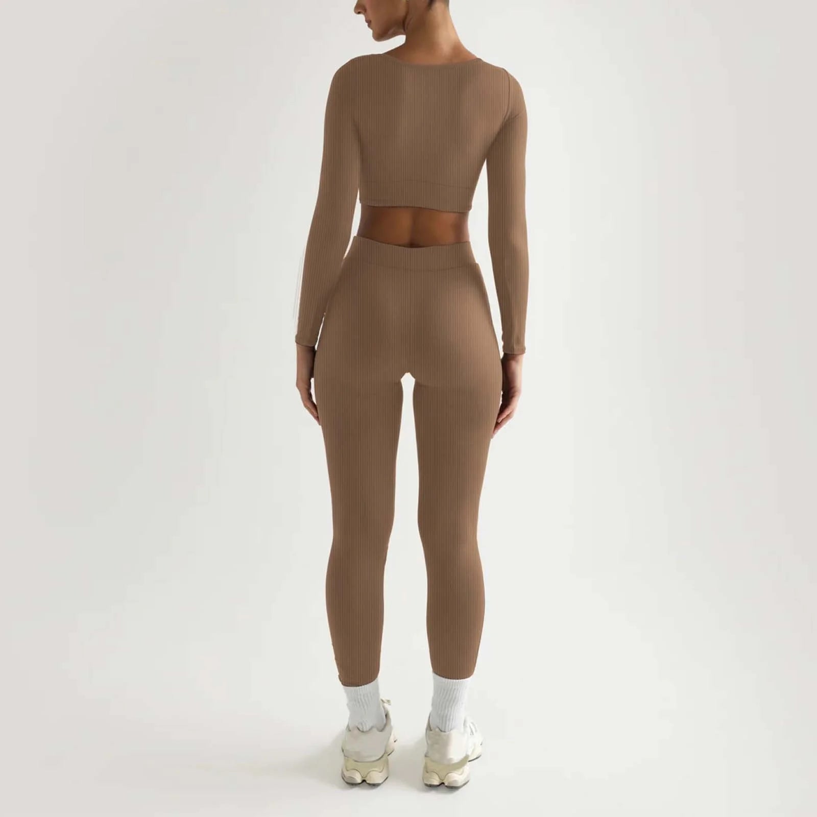 2Pc Yoga Sets for Women Women'S Fashion Casual Solid Color Long Sleeve Square Collar Two Piece Slim Yoga Sports Pants Suit Yoga Sets Yoga Package